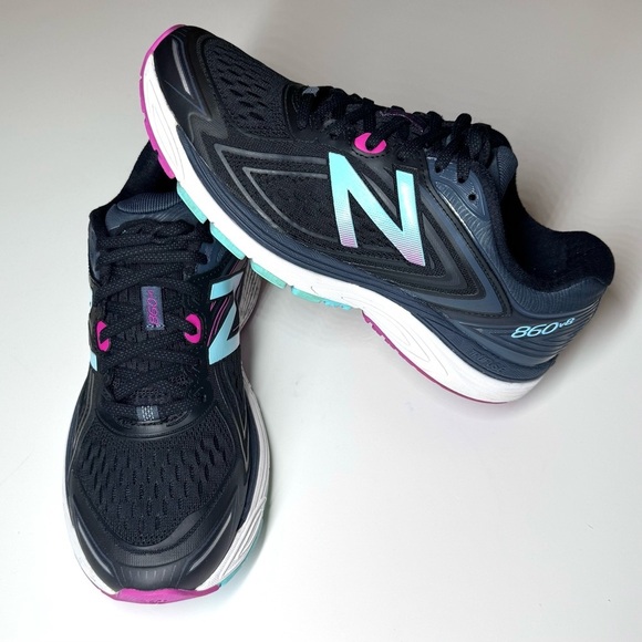 New Balance Women's 860V8 Black and Pink Running Shoes Size- 10 - Picture 6 of 10